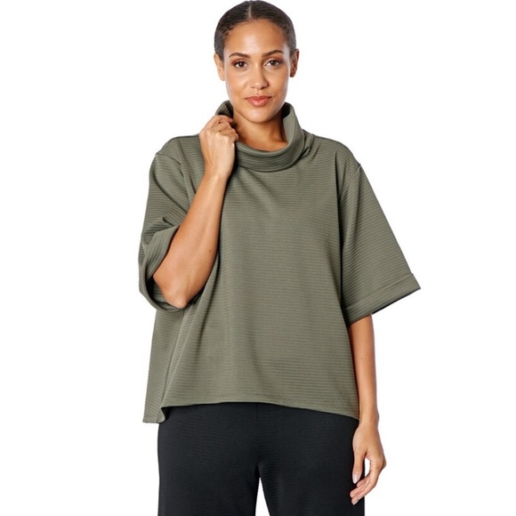 Nwt DIANE GILMAN oversized turtleneck top in Olive - Picture 1 of 4